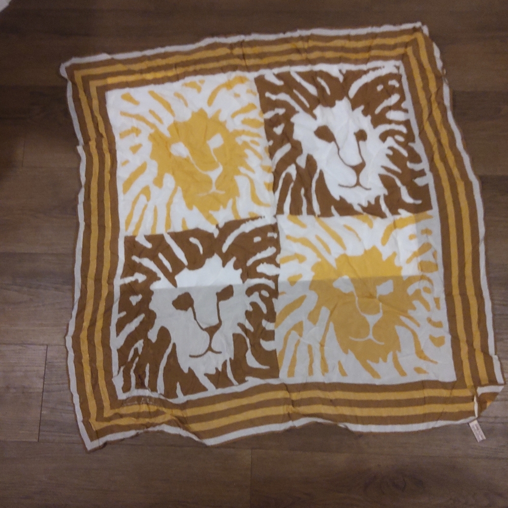 VTG Anne Klein Lion Empress Silk Scarf